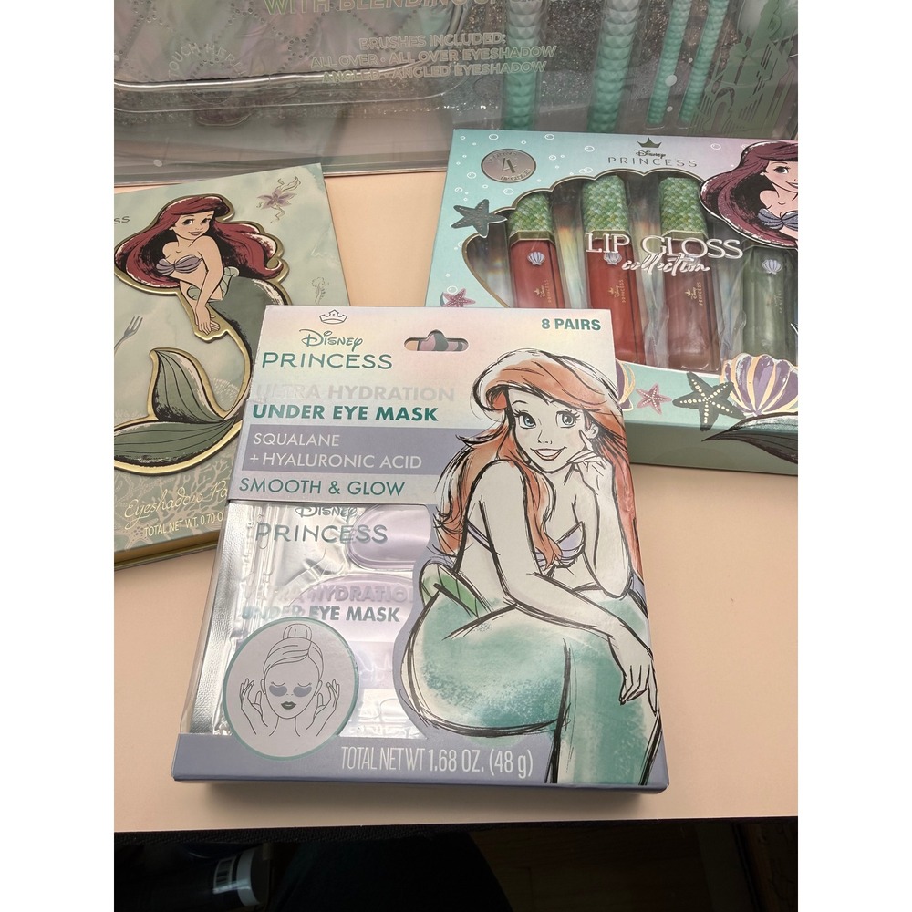 Disney The Little Mermaid Ariel Cosmetics Bundle Makeup Palette Brushes Gloss - Picture 2 of 16